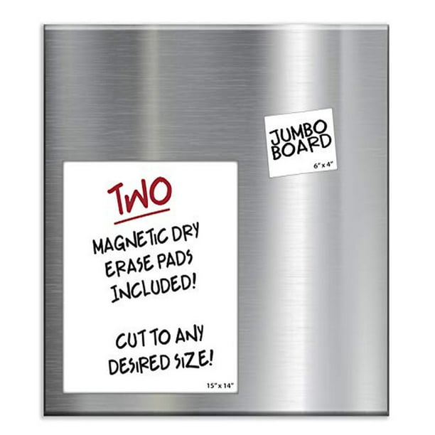 Magnetic Board with Dry-Erase Pad Pen and Magnets 14 x 30 x 0.7 Inches Silver